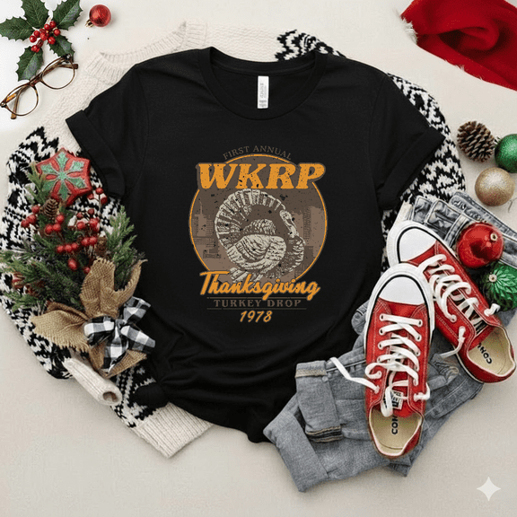 Wkrp Turkey Drop 1978 Retro Thanksgiving TV Show Humor Graphic Unisex T-Shirt V12105 up to size 5XL