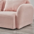 thumbnail image 5 of Loveseat Sofa with Two Pillow, Modern Teddy Fabric Petal Loveseat with Curved Armrests and Backrests, Comfy Living Room Sofa Furniture, Pink, 5 of 9