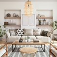 thumbnail image 5 of FOREVER BAMBOO Indonesian Hand-Woven Natural Rattan Chandelier Pendant Light Fixture Zig-Zag Shape for Kitchen Island, Living Room, Dining Room, 18 in H x 12 in W, 5 of 10