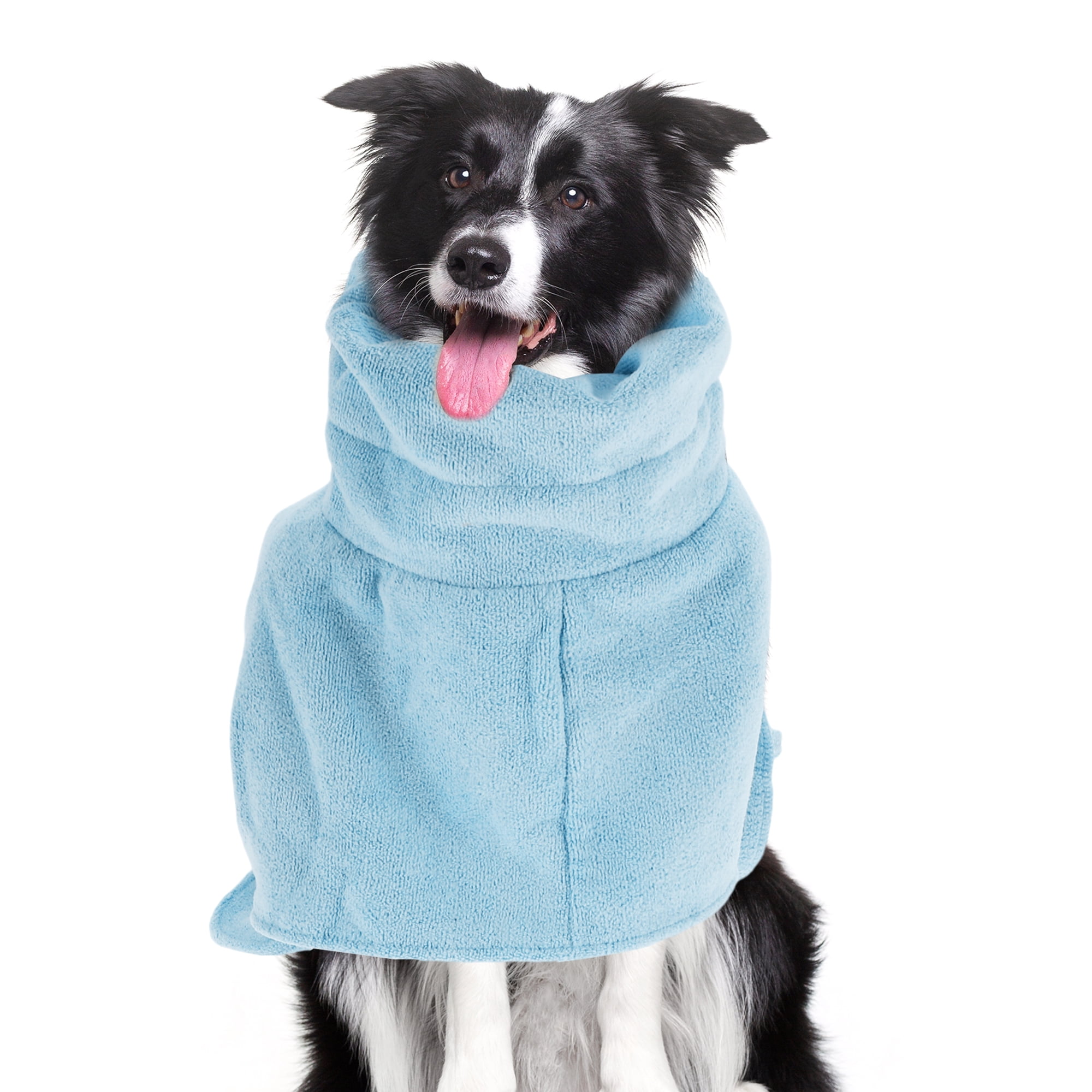 Unique Bargains Dog Bathrobe Soft Dog Towel Absorbent Dog Coat Bath Robe XS Blue