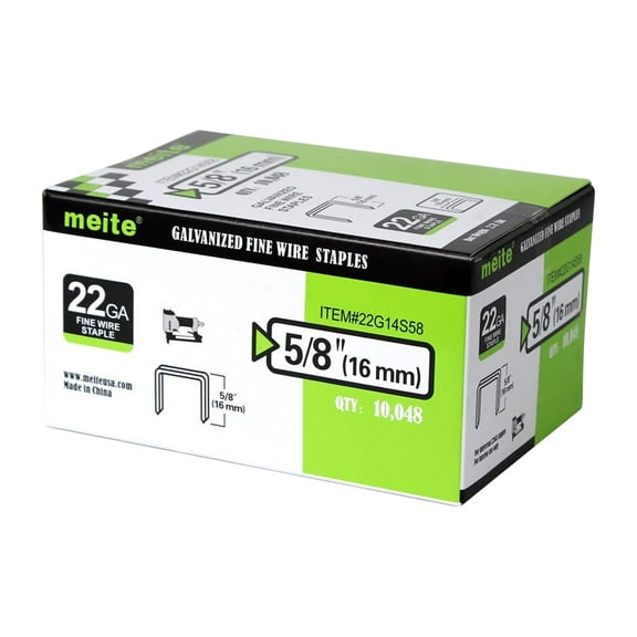 MEITE 22GA 14 Series Galvanized Staples, 13/32" Crown 5/8" Length for Upholstery 10,048 Pcs/Box(1 Box)