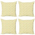 thumbnail image 1 of Ambesonne Spring Throw Pillow Cover 4 Pack, Thriving Nature Blooms, 20", Yellow Green Off White, 1 of 2