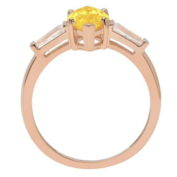 2 ct Marquise Cut Natural Citrine Three-Stone Engagement Ring for Women in 18K Rose Gold