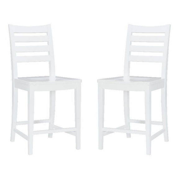 Linon Elder Commercial Grade Set of Two Counter Stools in White Beechwood