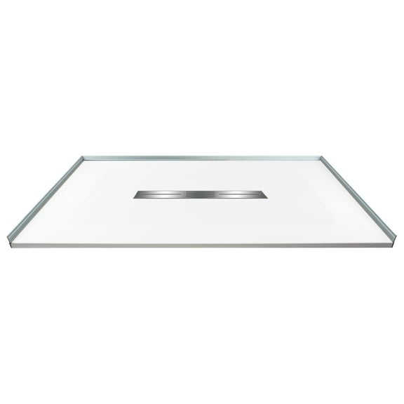 Transolid FZS4836C-31 48-in L x 35.5-in W Zero Threshold Center Drain Shower Base, White