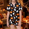 thumbnail image 2 of SJLDQY Halloween Girls Pajama Sets Button Down Short Sleeve Shirts Shorts 2 Piece Hallowmas Pjs Sets Casual Sleepwear Comfy Loungewear Sets for Kids, 2 of 6