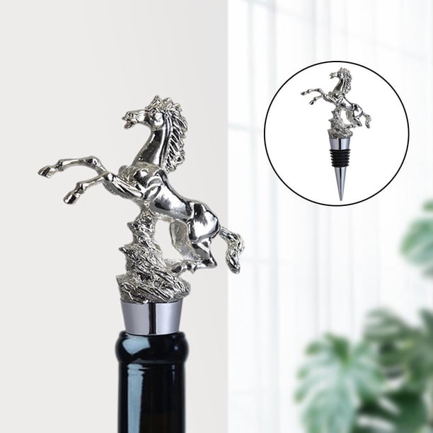 Decoración de Tapón de Botella de Animal Tapón de Tapa Giratoria Universal Accesorios de Sellado Aleación de Zinc Barware para Tapón de caballo plateado BLESIY Tapón de botella de vino