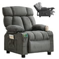 thumbnail image 3 of JONPONY Kids Recliner Chair,Push Back Toddler Recliner with Cup Holders & Side Pockets,Adjustable Footrest & Headrest Kids Sofa for Boys Girls 3+ Age Group, Grey, 3 of 4
