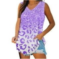 thumbnail image 2 of Tank Tops for Women under $5 Sleeveless V-Neck Basic Casual Flowy Summer T-Shirt Purple L, 2 of 5