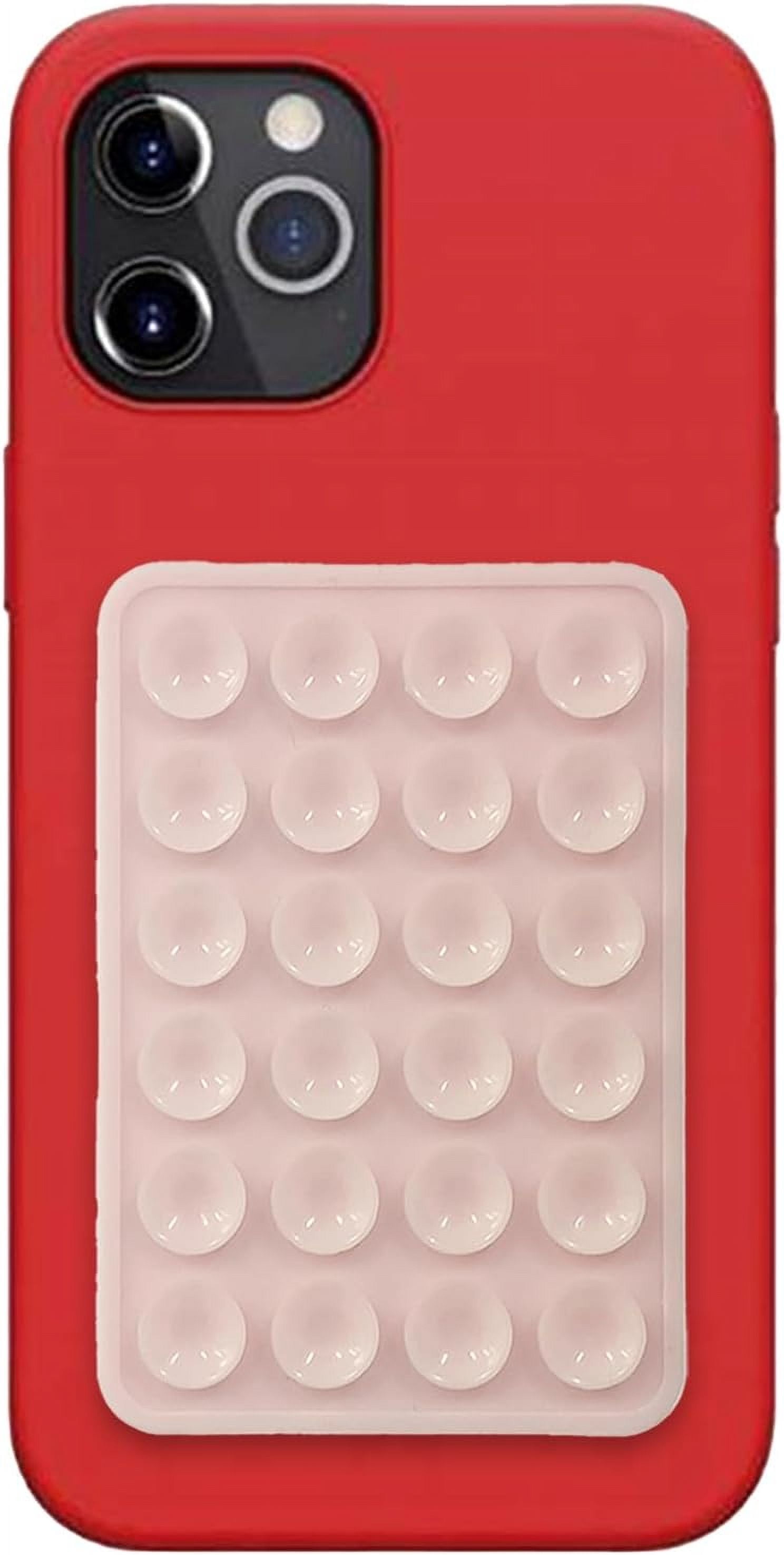 MKEUDQ-Silicone Suction Phone Case Mount,Non Slip Sticky Phone Grip Holder for Selfies and Videos, Hands-Free Strong Grip for iPhone and Android Light Pink