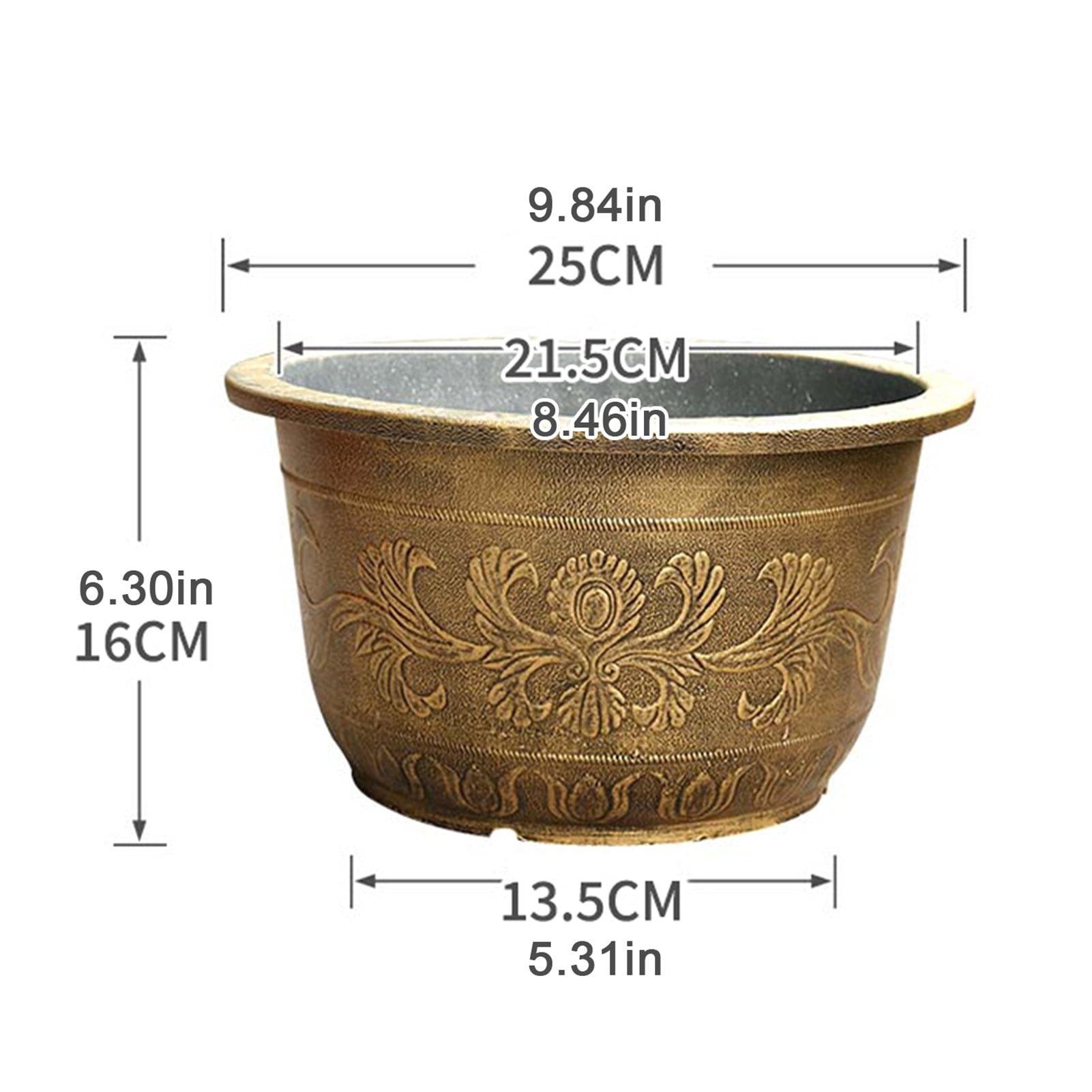 OIUR Large Flower Pot Thickened Plant Pot with Drainage Hole Retro Resin Lotus Planter for Indoor Outdoor Plants Home Gardening