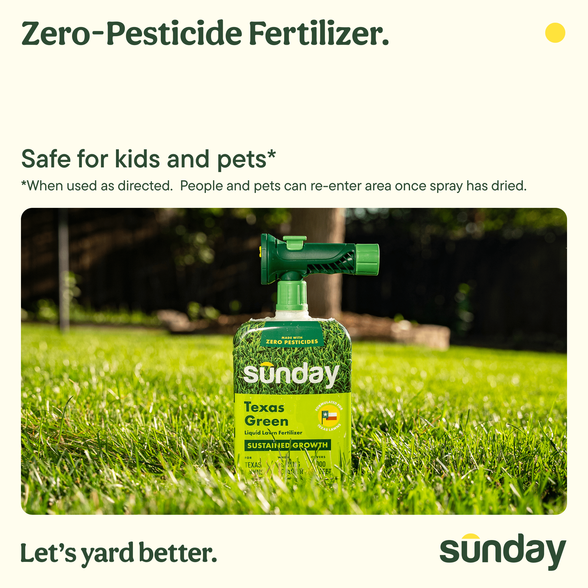 Sunday Texas Green Ready-to-Spray Lawn Fertilizer, 42.3 oz, (22-0-2), 5000-Sq ft