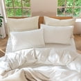 thumbnail image 4 of MooMee Pillowcases 100% Washed Cotton Linen Like Textured Envelope Closure Set of 2 (Off White, Queen), 4 of 4