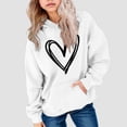 thumbnail image 2 of OYXSER Kids Girls Heart Graphic Hooded Sweatshirt Long Sleeve Pullover Top with Front Pocket Casual School Wear, White 7-8Y, 2 of 5
