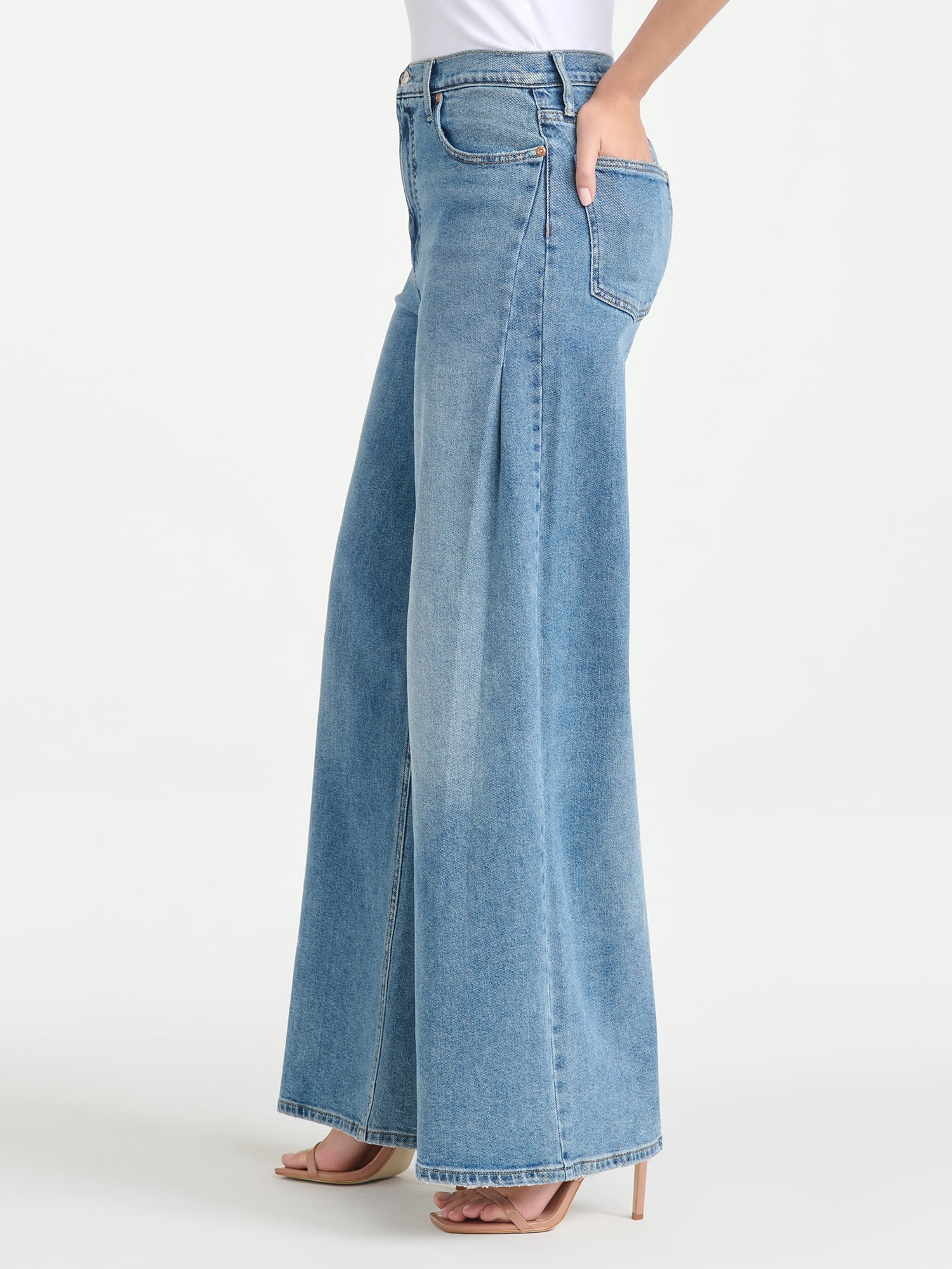 Sofia Vergara Women's and Women's Plus Pleated Wide Leg Jean, Sizes 0-26W