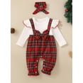 thumbnail image 2 of Caoirhny Infant Baby Girl Fall Romper 3 6 9 12 18 Months Plaid Fake Two-Piece Ruffle Long Sleeve Bodysuit and Bow Headband 2 Piece Clothes, 2 of 9