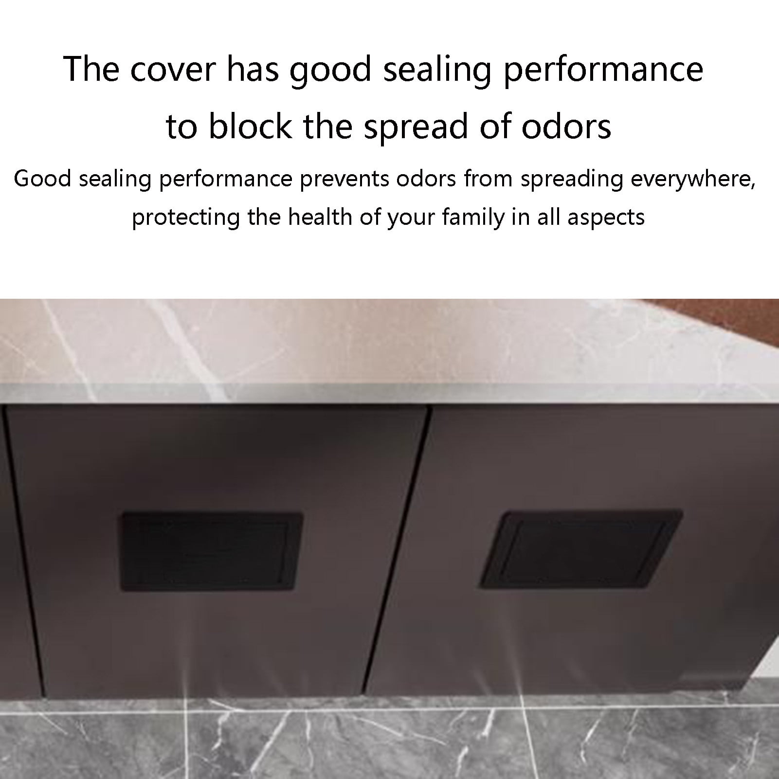 Black Embedded Trash can, Stainless steel trash can, Integrated side-opening trash can lid for kitchen waste container