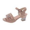 thumbnail image 3 of Zshosam Girls Heels Shoes with Low Heel Princess Flats Dress Pump Shoes for Little Kid Big Kid Sandals Size 4.5,(Pink Big Kids 4.5), 3 of 9