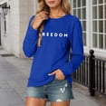 thumbnail image 2 of Womens Freedom Sweatshirt Classic Letter Printed Crewneck Long Sleeve Patriotic Pullover Athletic Top Stylish Casual Comfort Fit Daily Wear, 2 of 6