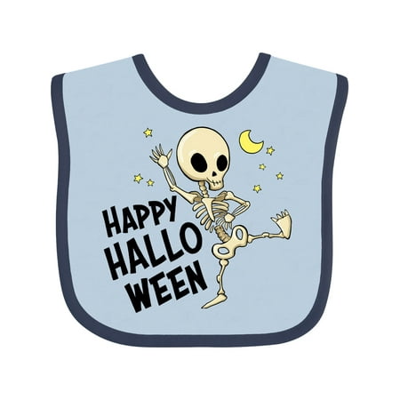 

Inktastic Happy Halloween with Dancing Skeleton Gift Baby Boy or Baby Girl Bib