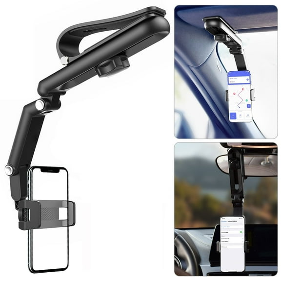 Car Phone Holder Mount, EEEkit Sun Visor Phone Holder for Car, Universal Clip 360°Adjustable Cellphone Stand Rearview Mirror Cradle Compatible with Samsung, LG, Huawei Phone