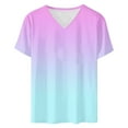 thumbnail image 4 of Delliss Womens Plus Size V Neck Gradient Loose Fit T Shirts Summer Short Sleeve Tops Soft Basic T-Shirts, 4 of 5