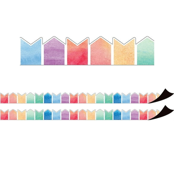 Teacher Created Resources Magnetic Borders/Trim 1.5" x 24' Watercolor Pennants 2/Pack (TCR77558-2)