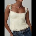 thumbnail image 4 of Camiseta de Tirantes Tipo Babydoll de Encaje para Mujer, con Mangas Transparentes, Estilo Y2k, para Salir de Verano. Albaricoque M, 4 of 9