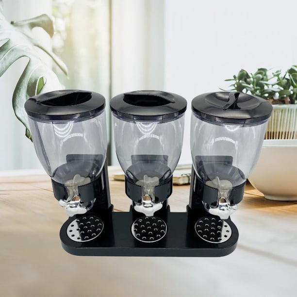 imentos de cereales de triple recipiente, de macenamiento de espacio de encimera de cocina, organizador im , Negro, Los 44x16x Yotijar dispensador de cereales