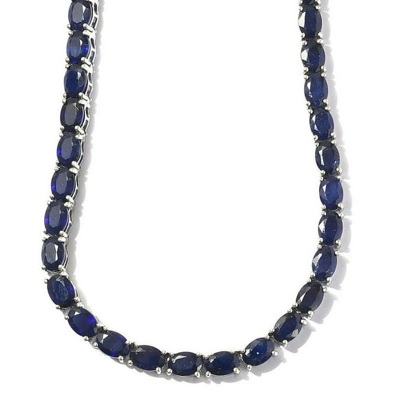 Blue Sapphire Tennis Necklace in 18k gold Plated Sterling Silver, Blue Sapphire Necklace, Sapphire Jewelry, September Birthstone