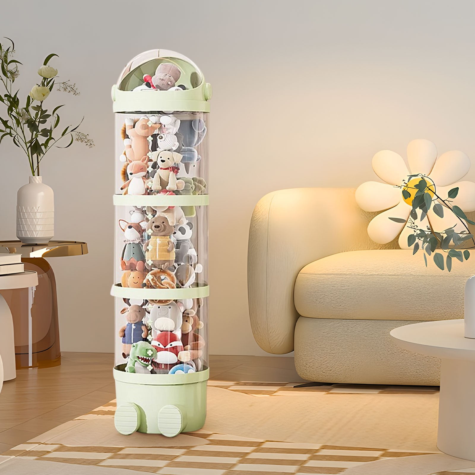 Vikakiooze Vertical Toy Storage Tube Stuffed Animals Storage Tube Plushies Storage Stuffed Animals Organizer Tube Pet Transparent Bucket For Kids Toy OrganizerLarge Toy