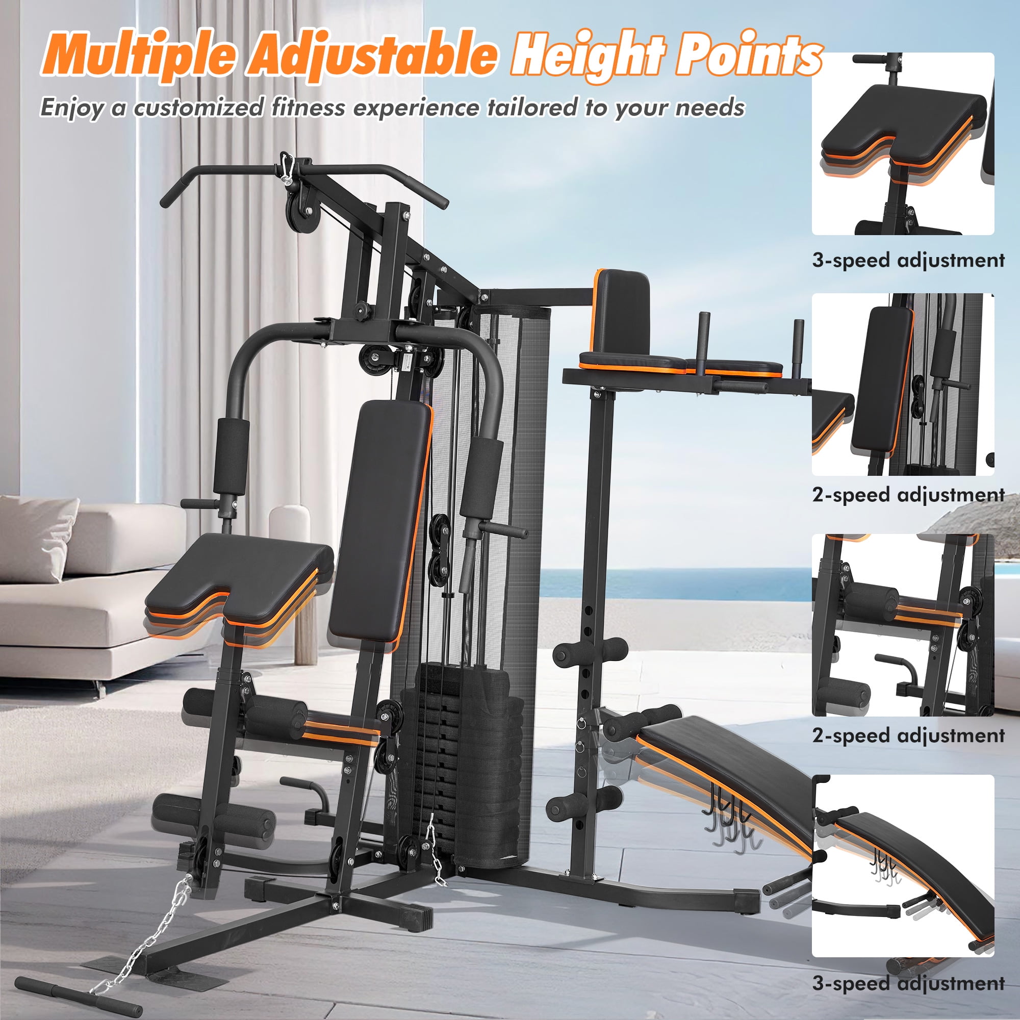 Naipo Home Gym Station with Multifunctional All in One Home Gym 300 lbs Weight Capacity Sturdy Stable Structure Clear Assembly Guide for Beginner Users