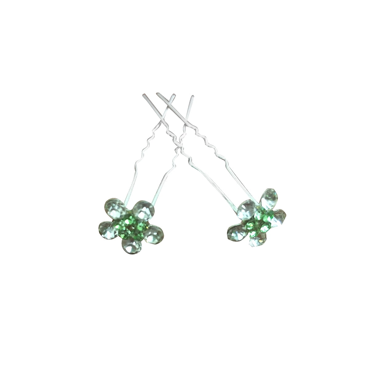 Swarovski Crystal Flower Hair Pins Set Of 10 Green Walmart