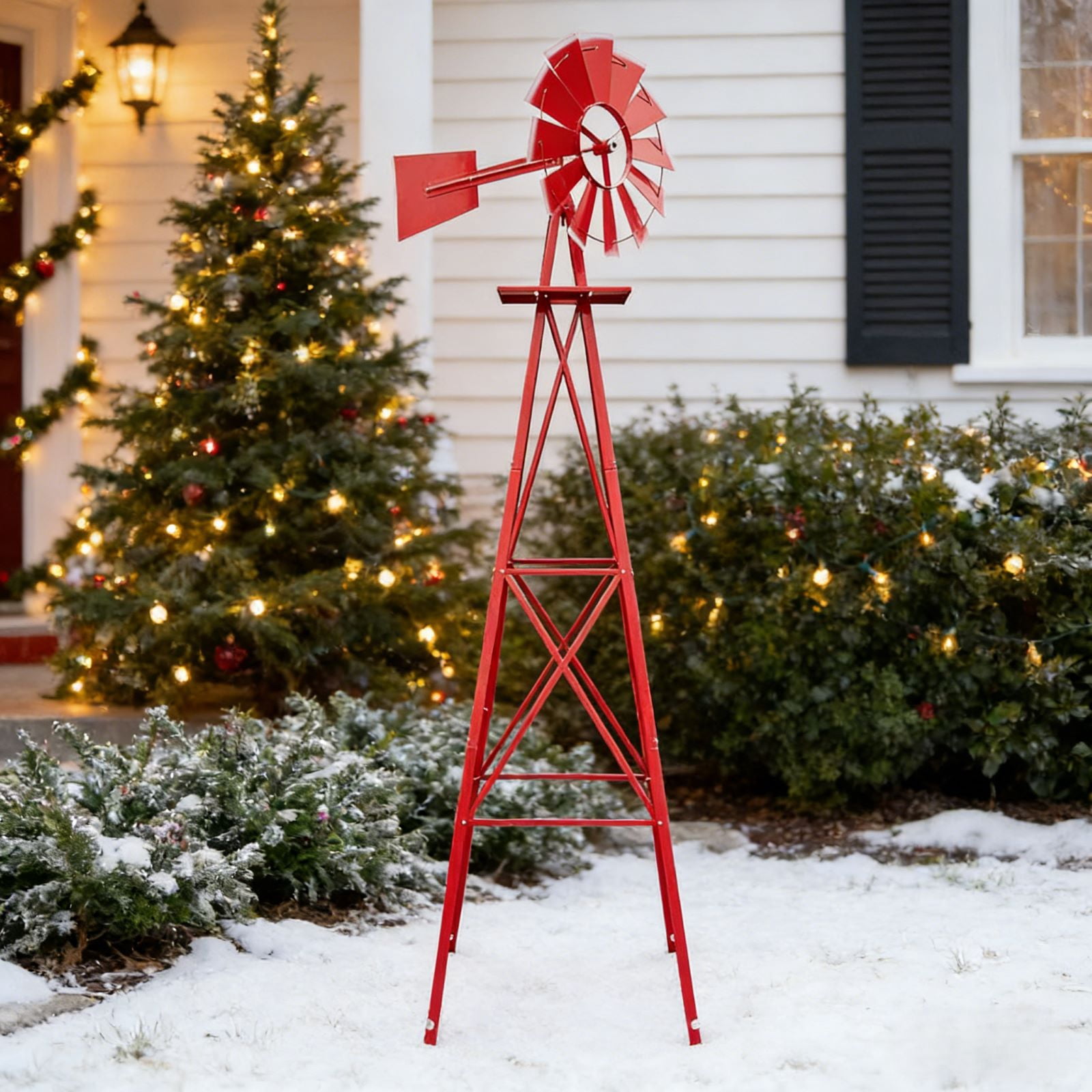 Ktaxon 8Ft Outdoor Metal Windmill, Ornamental Wind Spinner Yard Ktaxon 8Ft Outdoor Metal Windmill, Ornamental Wind Spinner Yard