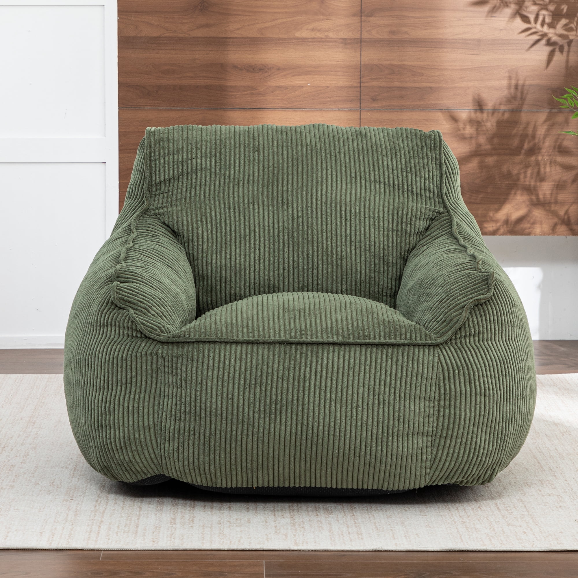 FFZ Giant Corduroy Bean Bag Chair For Adults Comfy Lazy Sofa With Armrests