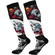 Bestwell Terrifying Skull Compression Socks Women Men Knee High Stockings 1Pair for Sports,Running,Travel281