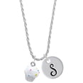 thumbnail image 1 of Delight Jewelry Silvertone 3-D White Cupcake with Sprinkles Silvertone Script Initial Disc - S - Charm Necklace, 20"+3", 1 of 4
