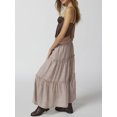 thumbnail image 4 of Rdhnmea Women's Tiered Long Skirts Vintage Elastic Waist Frill Trim Skirts, 4 of 6