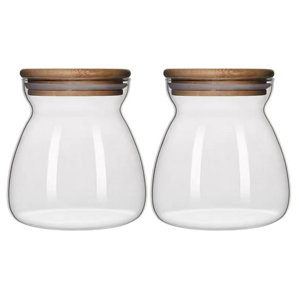 GOOHOCHY 2 recipientes de vidrio versátiles para cocina y hogar, con buen sellado y tapa de madera.