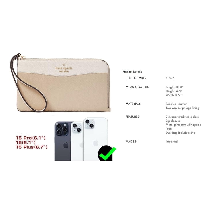 Kate Spade Wallet for Women Lucy Medium L Zip Wristlet, Light sand