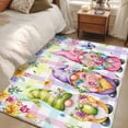 thumbnail image 4 of Watercolor Floral Gnomes Area Rugs 4'x6', Washable Small Throw Rugs for Office Bathroom, Spring Flowers Butterflies Grid Indoor Outdoor Rug Non-Slip Low Pile Carpet Runner Reversible Floor Mats, 4 of 8