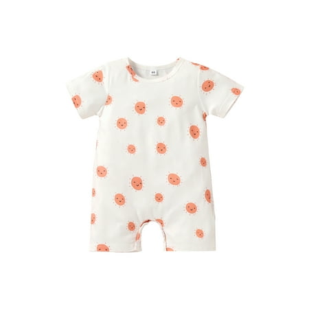 

Calsunbaby Infants Baby Girl Boy Romper Newborn Adorable Print Short Sleeve Crew Neck Newborn Jumpsuit Infant Summer Streetwear