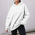 thumbnail image 2 of Oversize Pullover Hoodies for Women Trendy Fashion Solid Color Long Sleeved Pocket Loose Hooded Top Sweatshirt, 2 of 6