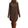thumbnail image 2 of Otvok Womens Loose Knit Pullover Dress, Turtleneck Long Raglan Sleeve Gown, Ribbed Cuffs Warm Winter Sweater Dress, 2 of 7