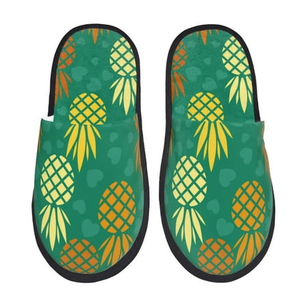 Balery Pineapples1 Slient Indoor Furry Fleece Comfort House Shoes Soft Non-Slip Home Shoes Cotton slippers House Slippers-- Large