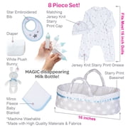 Adora Adoption Babies Essentials Gift Set with Doll Clothes, Milk Bottle, Diaper, Bassinet, Bib and Micro-Fleece Blanke, Birthday Gift for Ages 3+ Sweet Star