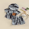 thumbnail image 3 of 2 Pcs Infant Pants Set  Boys Contrast Color Short Sleeve Hooded Pullover + Drawstring Shorts, 3 of 7