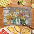 thumbnail image 3 of Stegali Summer Daisy Mason Jar Linen Placemats, 12x18 Inch Table mats Set of 4, 3 of 7