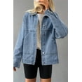 thumbnail image 4 of Eytino Womens Denim Jacket Oversized Jean Jacket Casual Long Sleeve Drop Shoulder Button Front Jean Jacket Coat with Pockets, 4 of 9