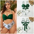 thumbnail image 2 of Women's Plus Size One Piece Swimsuits Bathing Suits for Women Sexy Halter Plunge Neck Swimsuit Lace Up Swimwear XL-4XL - Green, 2 of 5